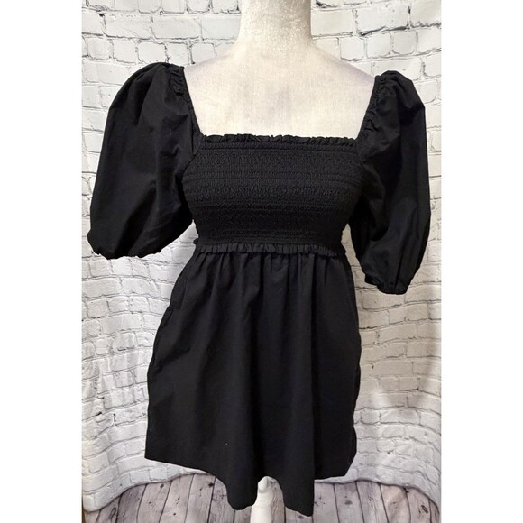 American Eagle Outfitters Dresses & Skirts - American Eagle Puff-Sleeve Cotton Black Swing Mini Dress Size XS